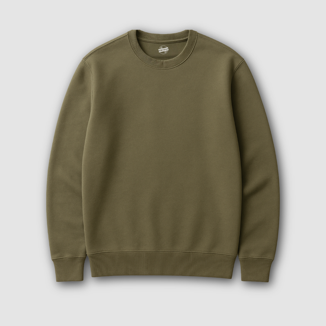 Khaki Green sweatshirt on a light gray background